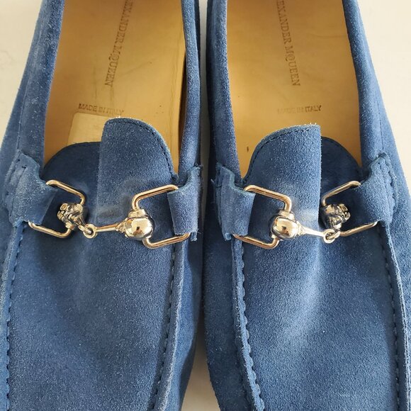 Alexander McQueen Men's Blue Suede Moccasin Driving Loafers ( Unisex) size 41/8 - Picture 3 of 6